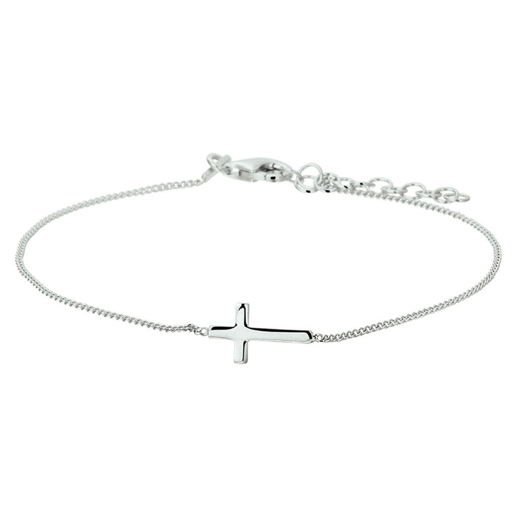 Armband Kreuz 17 + 3 cm Silber rhodiniert