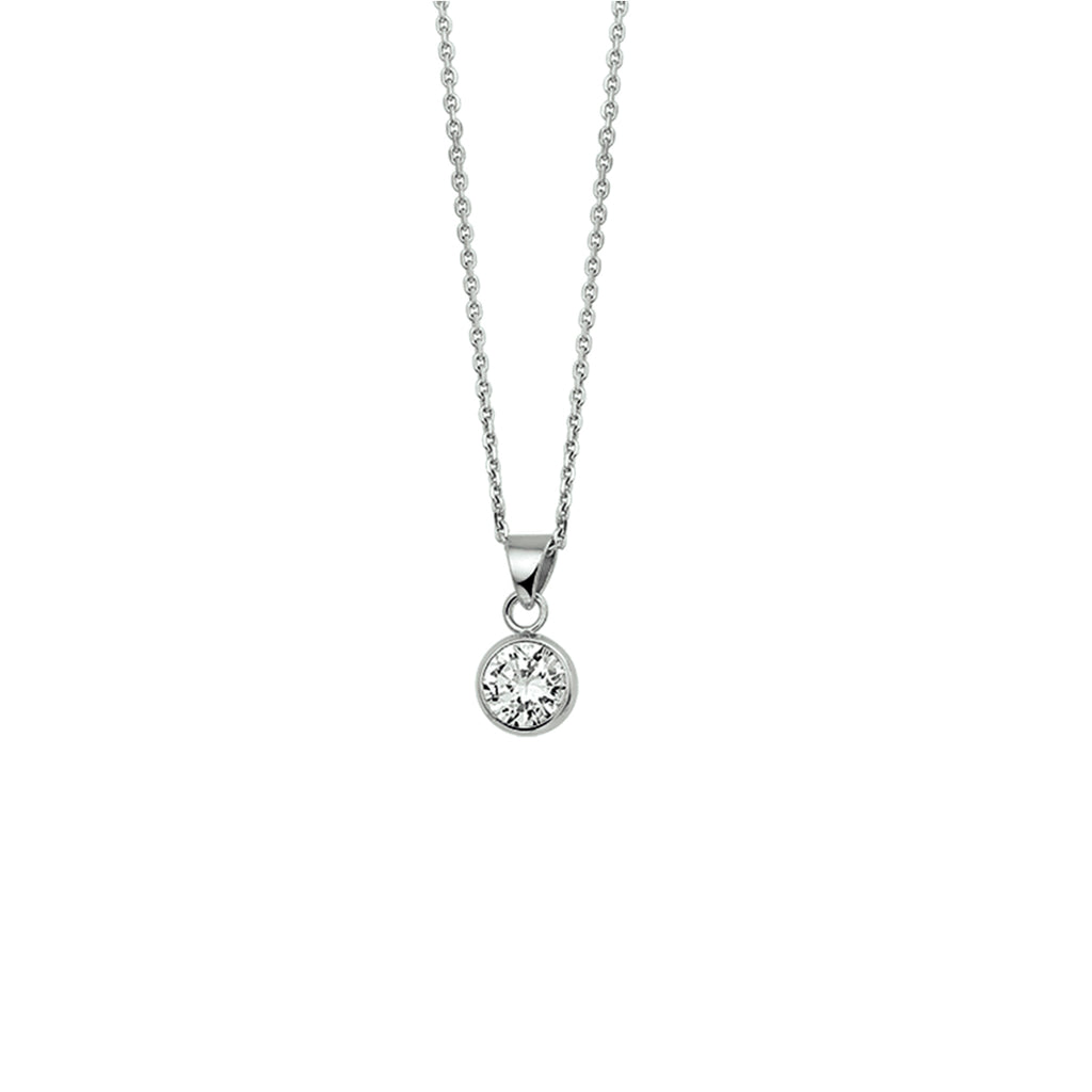 Halskette Zirkonia 41 + 4 cm Silber rhodiniert