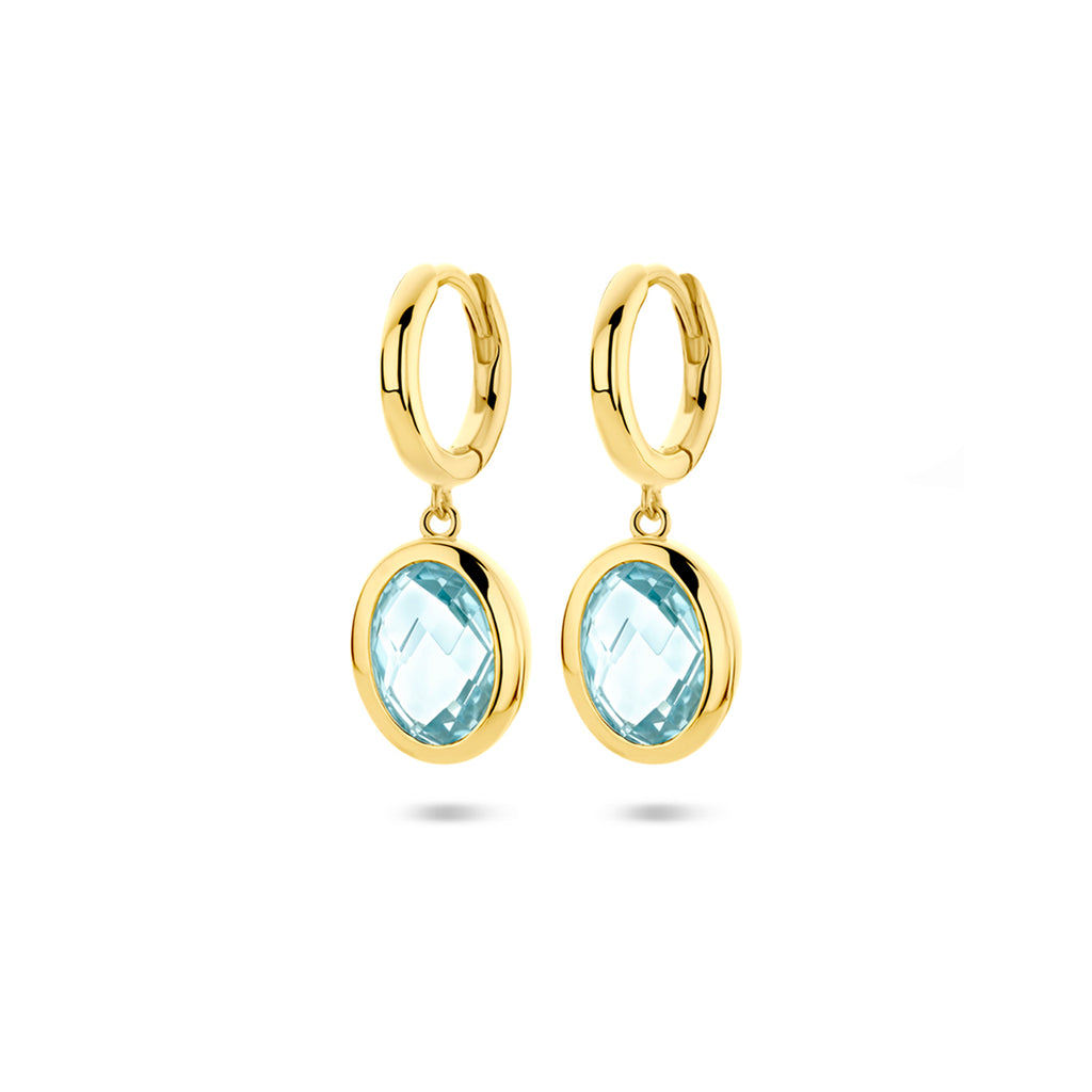 klapoorringen sky blue topaas 26 mm 1 micron zilver verguld (geel)