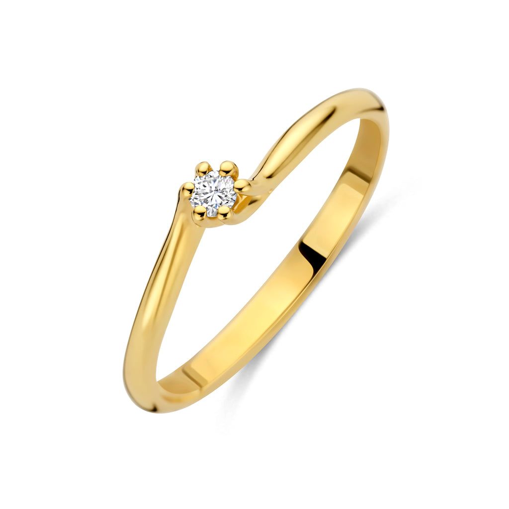 Ring Laborgezüchteter Diamant 0,05ct G VS 14K Gelbgold