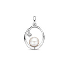 Anhänger oval Perle und Zirkonia 21 mm Silber rhodiniert