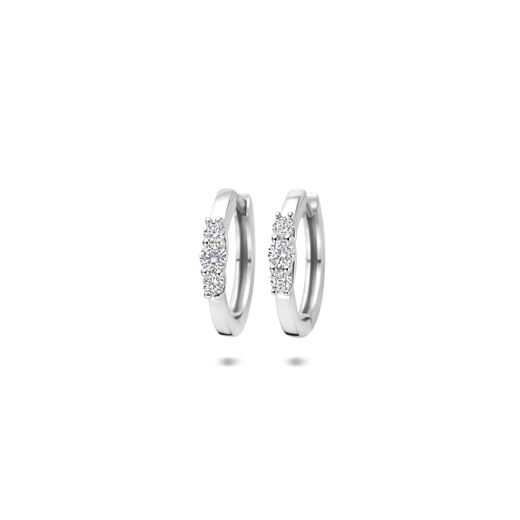 Klappohrringe Zirkonia 16 mm Silber rhodiniert
