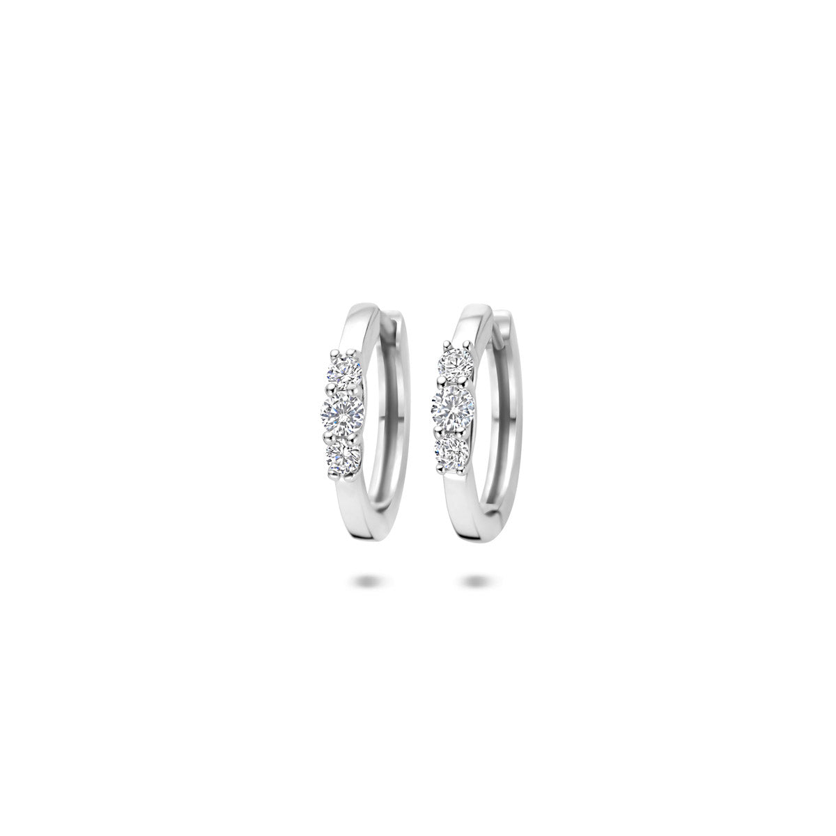 Klappohrringe Zirkonia 16 mm Silber rhodiniert
