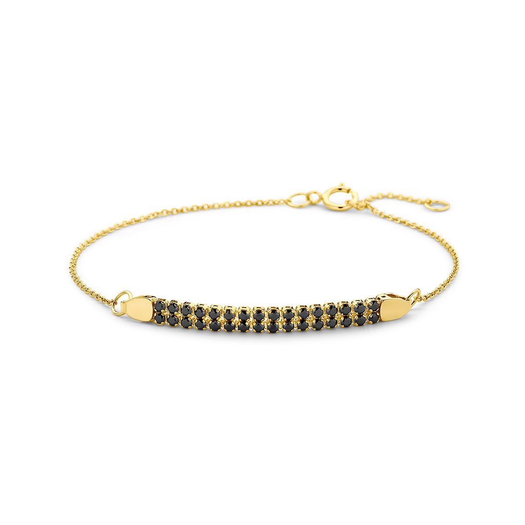 Armband schwarzer Spinell 16 - 18 cm 14K Gelbgold