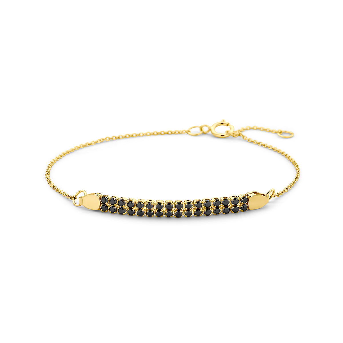 Armband schwarzer Spinell 16 - 18 cm 14K Gelbgold