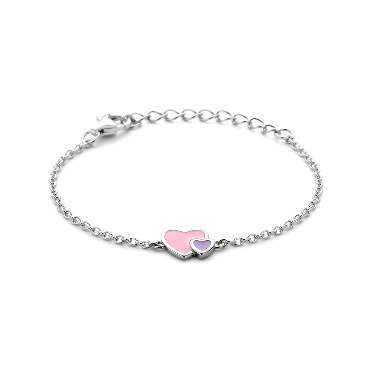 Armband Emaille Herzchen 11 + 3 cm Silber rhodiniert
