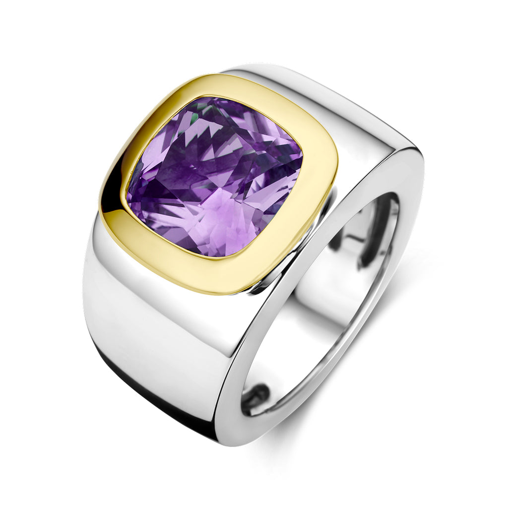 ring amethist 14K goud en zilver