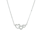 Halskette Herzen und Zirkonia 40 + 4 cm Silber rhodiniert