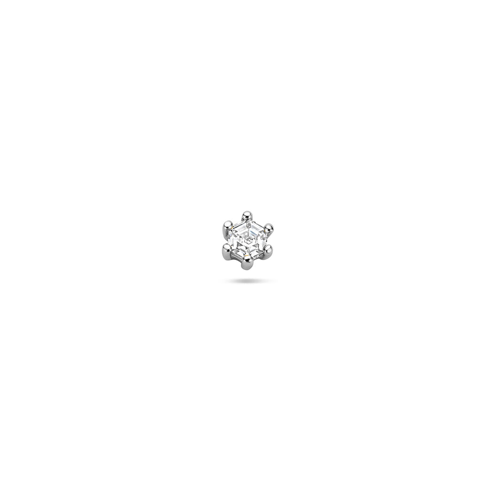 flat back piercing zirkonia 4 mm zilver gerhodineerd
