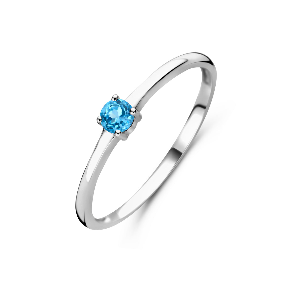 Ring mit Geburtsstein Blautopas Dezember rhodiniertes Silber