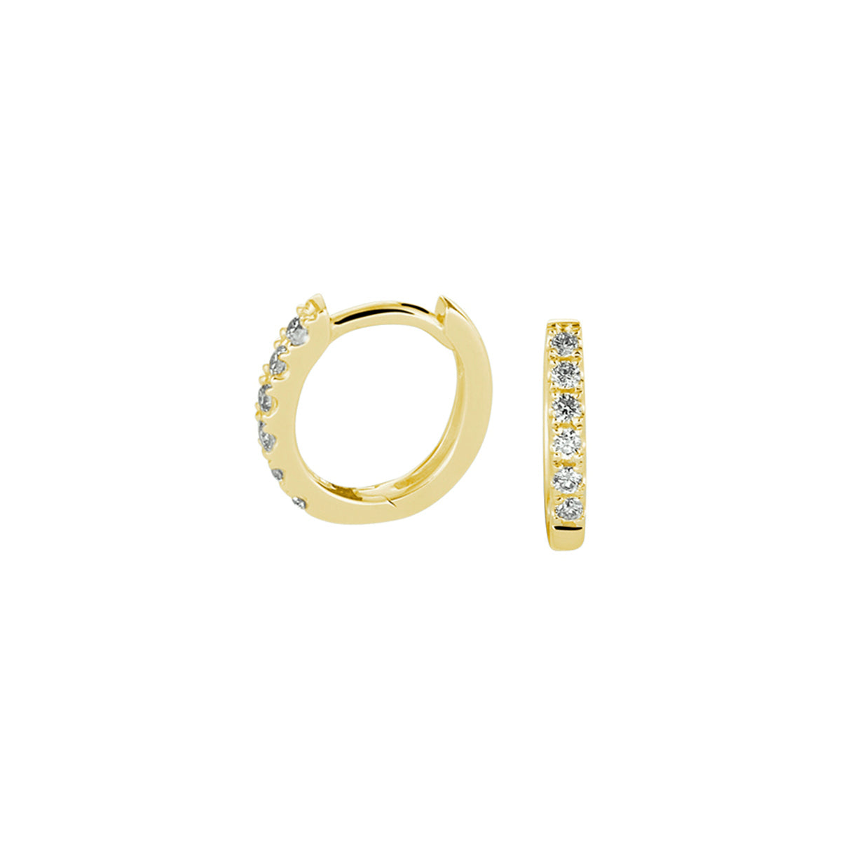 klapoorringen diamant 0.10ct (2x0.05ct) g si 14K geelgoud