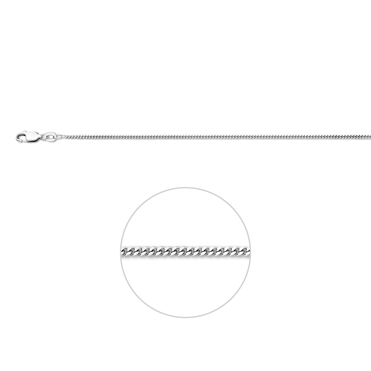 Gourmetkette 1,6 mm Silber rhodiniert