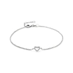Armband Herz und Diamant 16,5 - 17,5 - 18,5 cm 0,04 ct H SI 14 K Weißgold