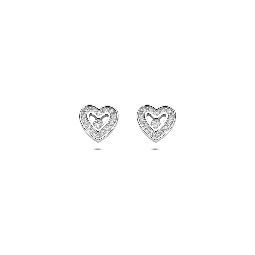 Ohrstecker Herzchen Zirkonia 6,5 mm Silber rhodiniert