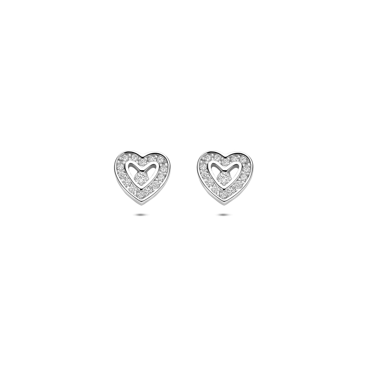 Ohrstecker Herzchen Zirkonia 6,5 mm Silber rhodiniert