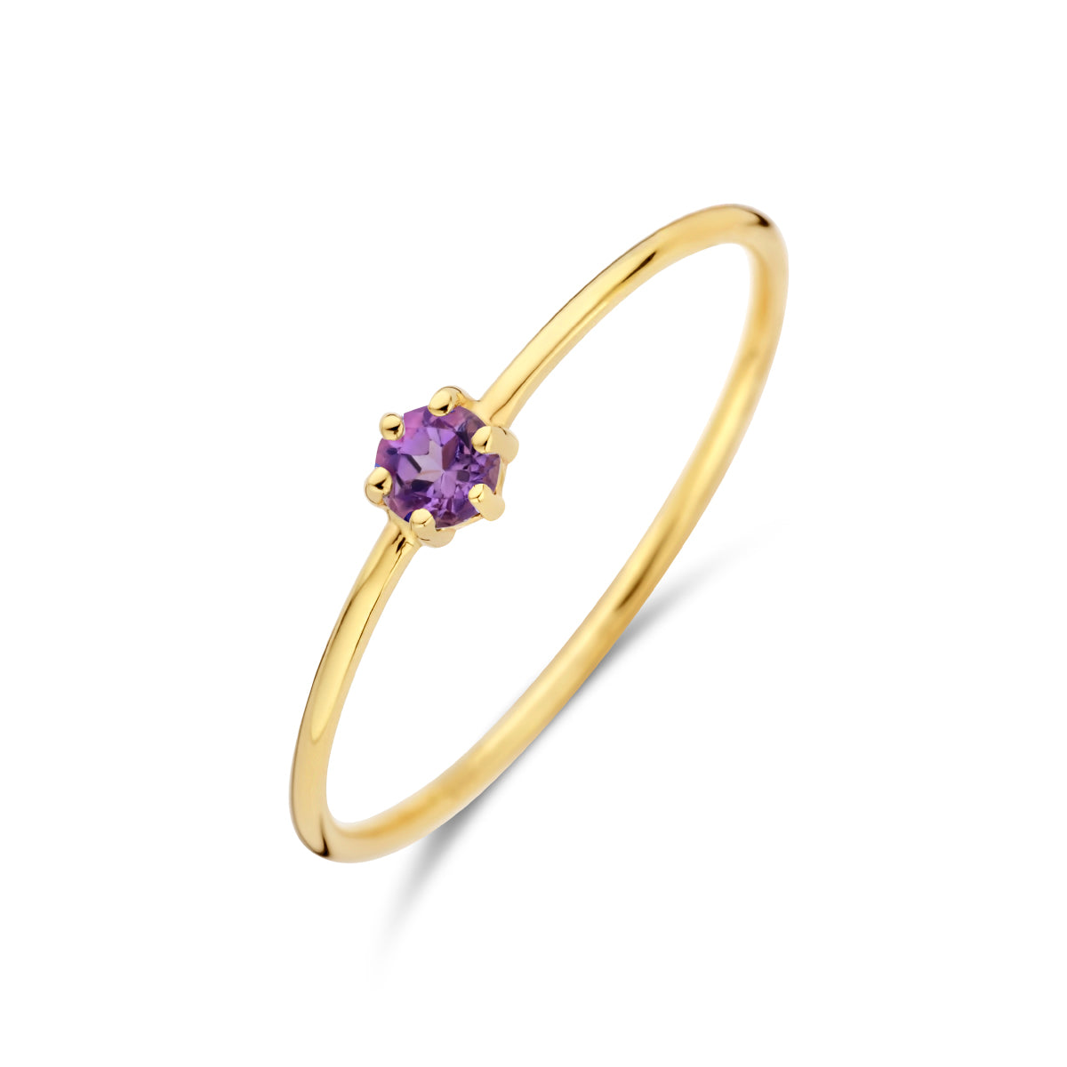 Ring mit Geburtsstein Amethyst Februar 14K Gelbgold
