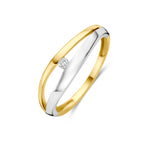 ring lab grown diamant 0.04ct f vs 14K bicolor goud geel/wit