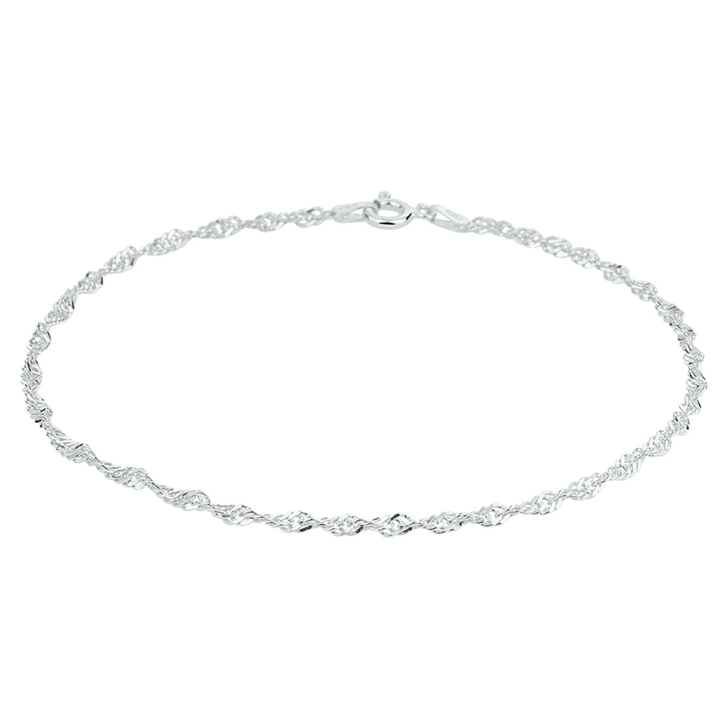 Fußkettchen Singapur 2,3 mm Silber Weiß