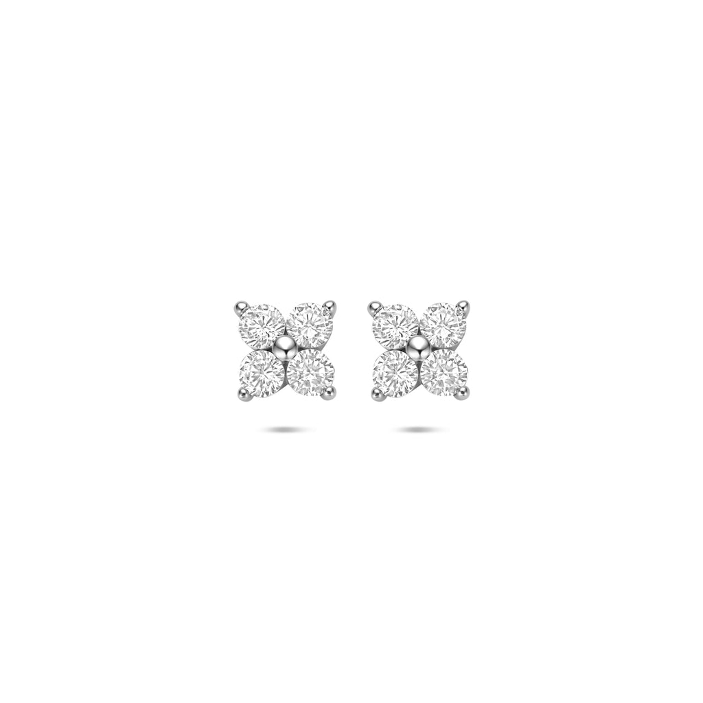 Ohrstecker Zirkonia 6,5 mm rhodiniertes Silber