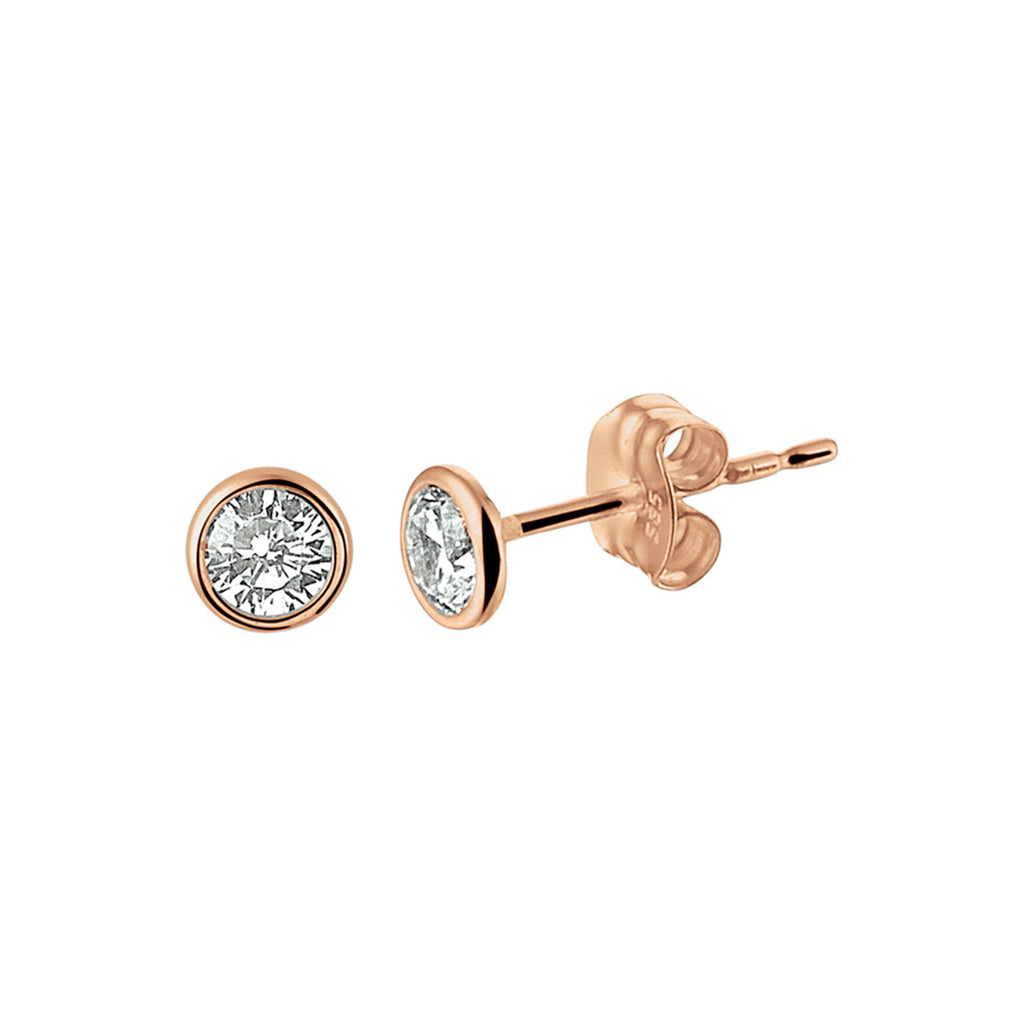 oorknoppen zirkonia 14K roségoud