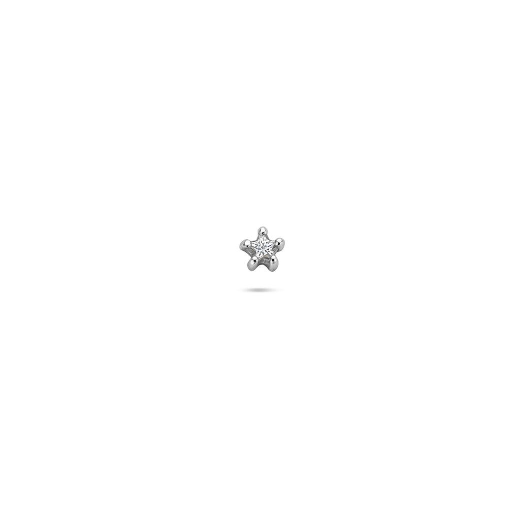 flat back piercing ster zirkonia zilver gerhodineerd