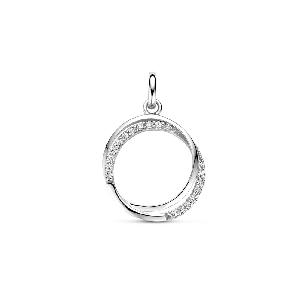 Anhänger Zirkonia 18 mm rhodiniertes Silber