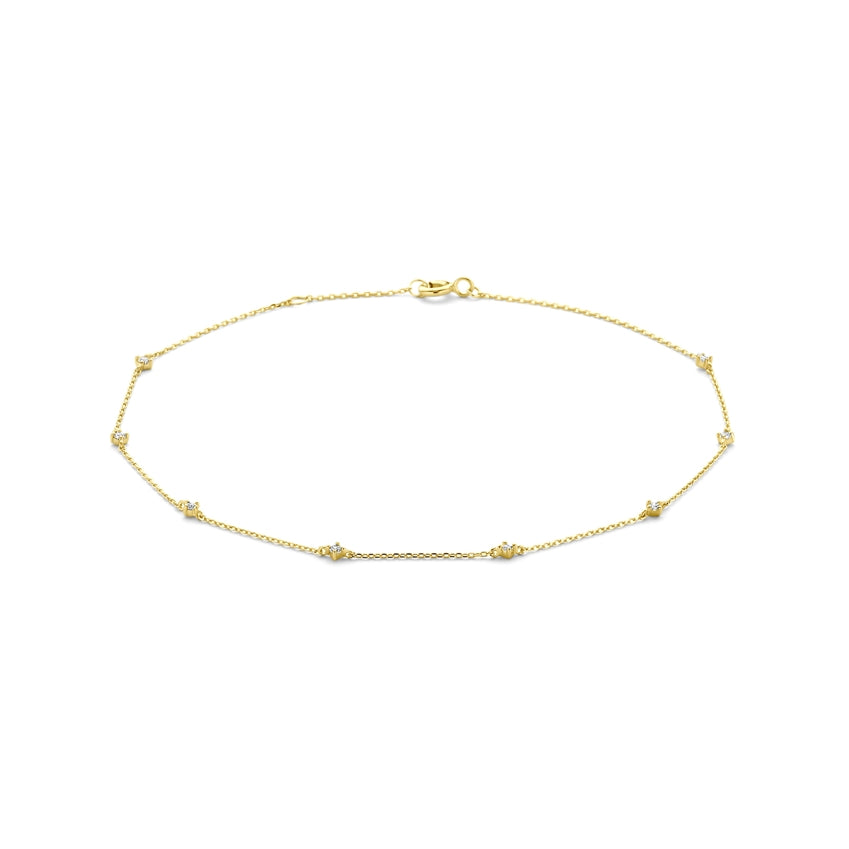 Fußkettchen Zirkonia 24 - 26 cm 14K Gelbgold