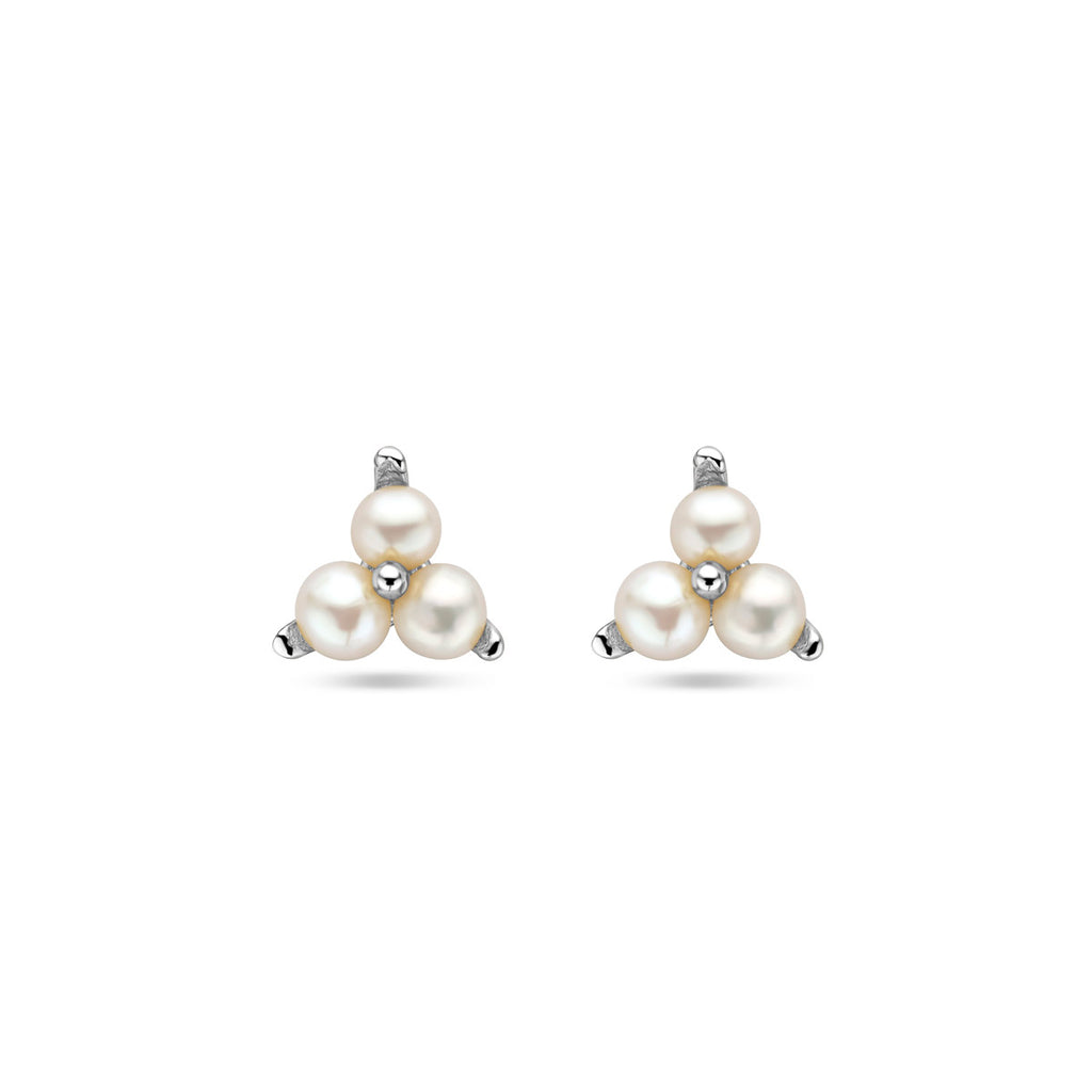 oorknoppen parel zilver gerhodineerd