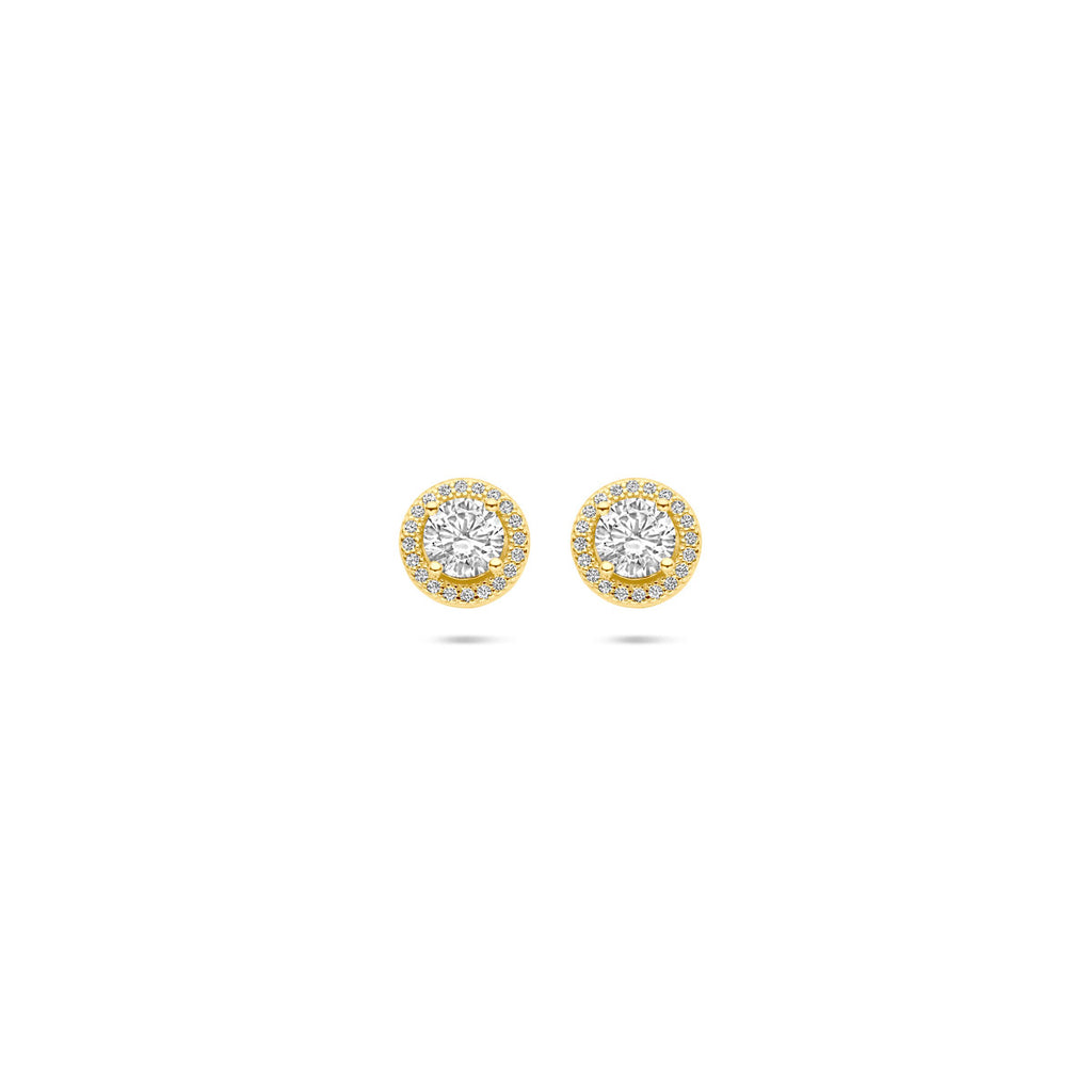 Ohrstecker Zirkonia Halo 9 mm 1 Mikron silbervergoldet (gelb)