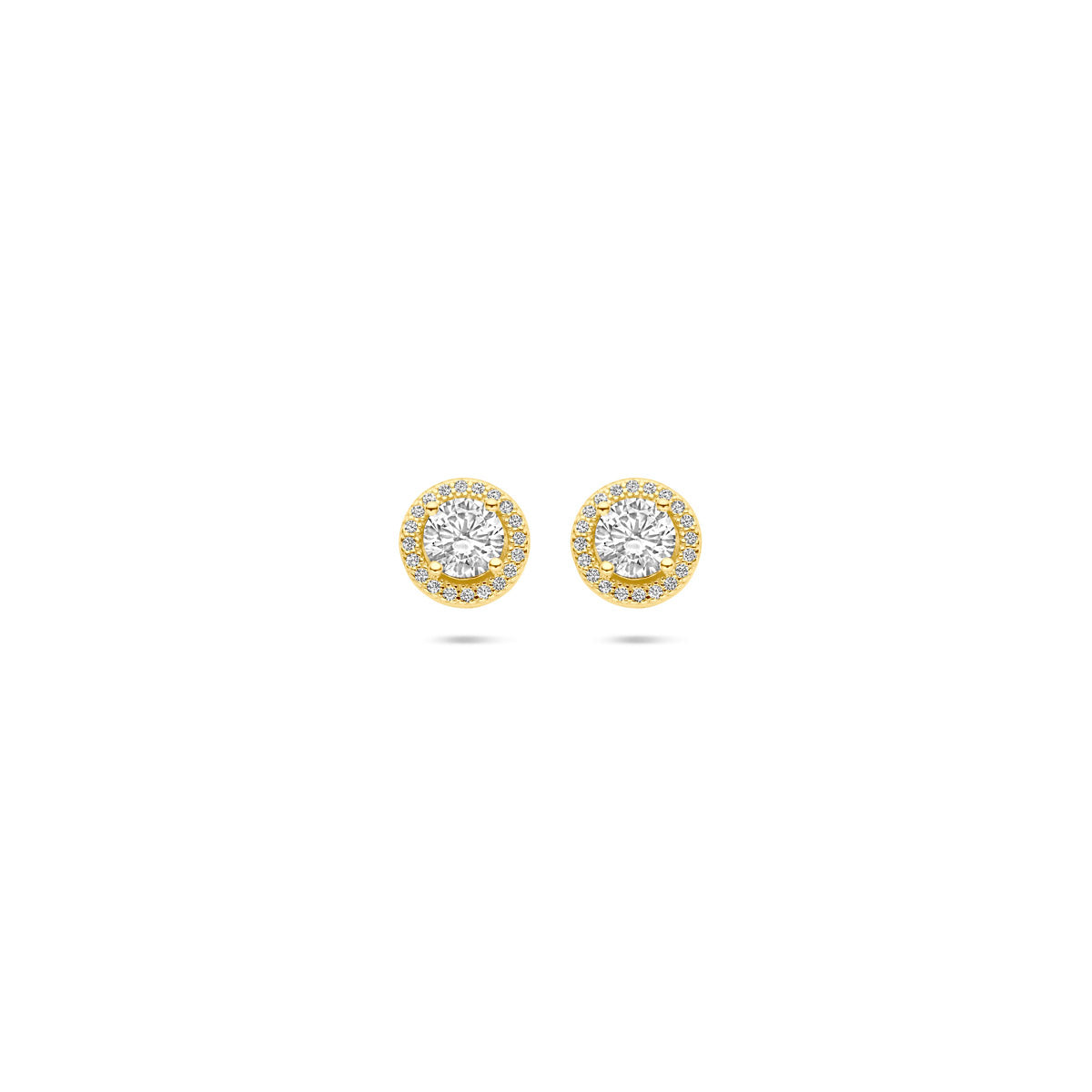 Ohrstecker Zirkonia Halo 9 mm 1 Mikron silbervergoldet (gelb)