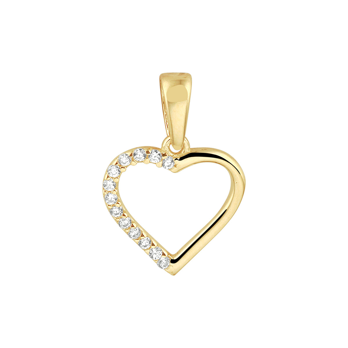 hanger hart zirkonia 14K geelgoud