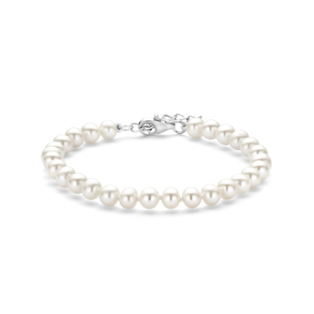 armband parel 5,5 mm 18 + 3 cm zilver gerhodineerd
