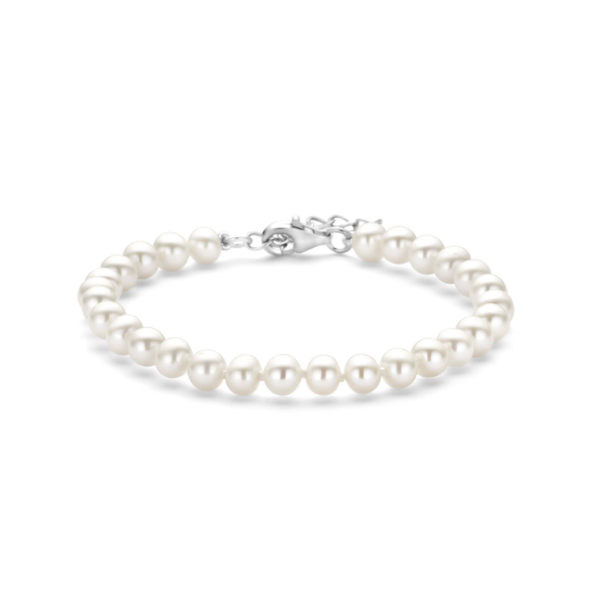 armband parel 5,5 mm 18 + 3 cm zilver gerhodineerd