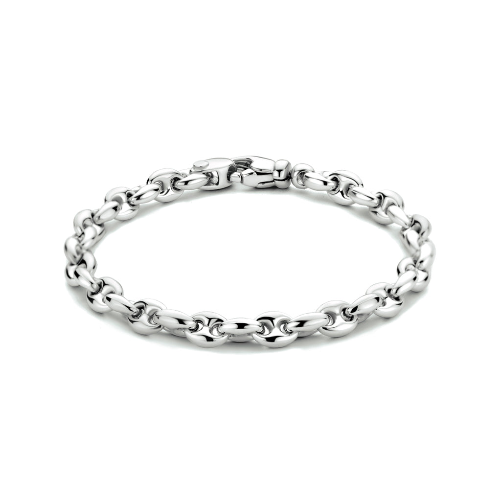 Armband Kaffeebohne 6,2 mm 19 cm Silber rhodiniert