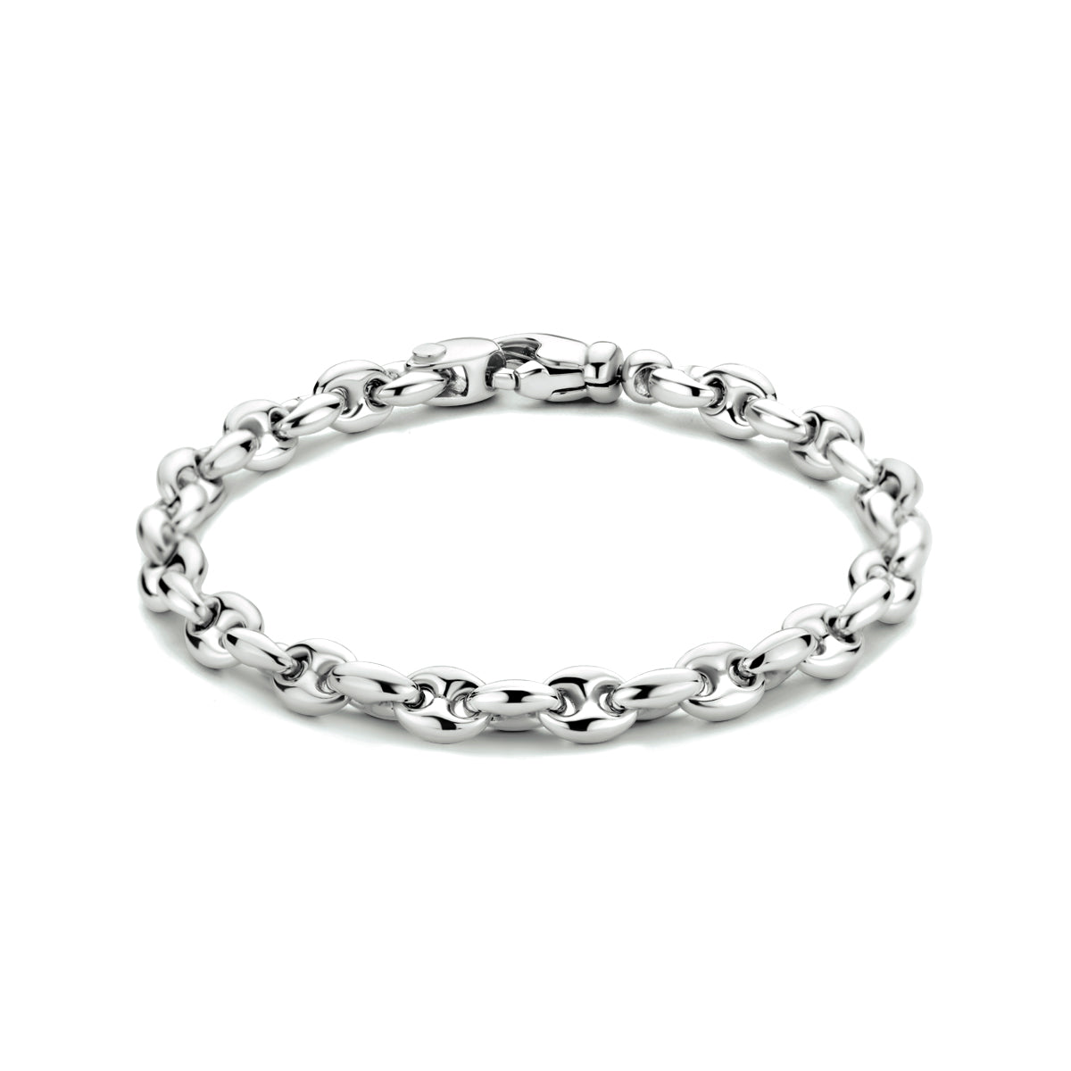 Armband Kaffeebohne 6,2 mm 19 cm Silber rhodiniert