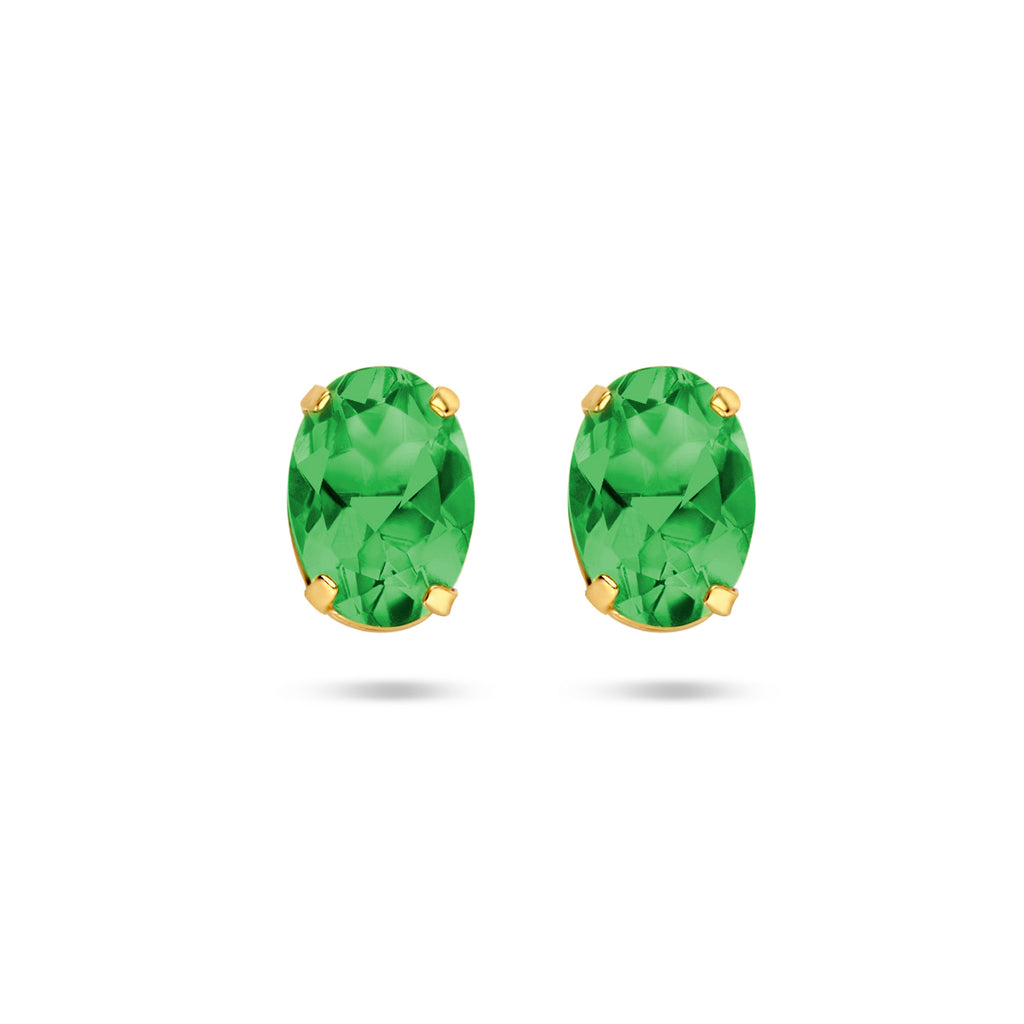 oorknoppen groen agaat 14K geelgoud
