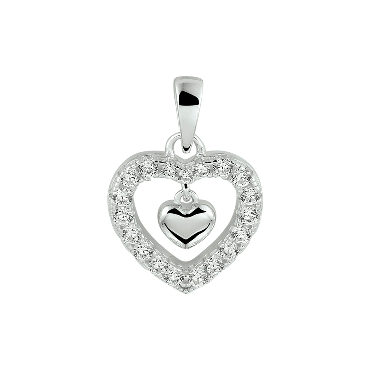 hanger hart zirkonia zilver gerhodineerd