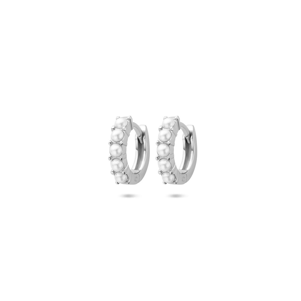Klappcreolen Perle 10,5 mm Silber rhodiniert