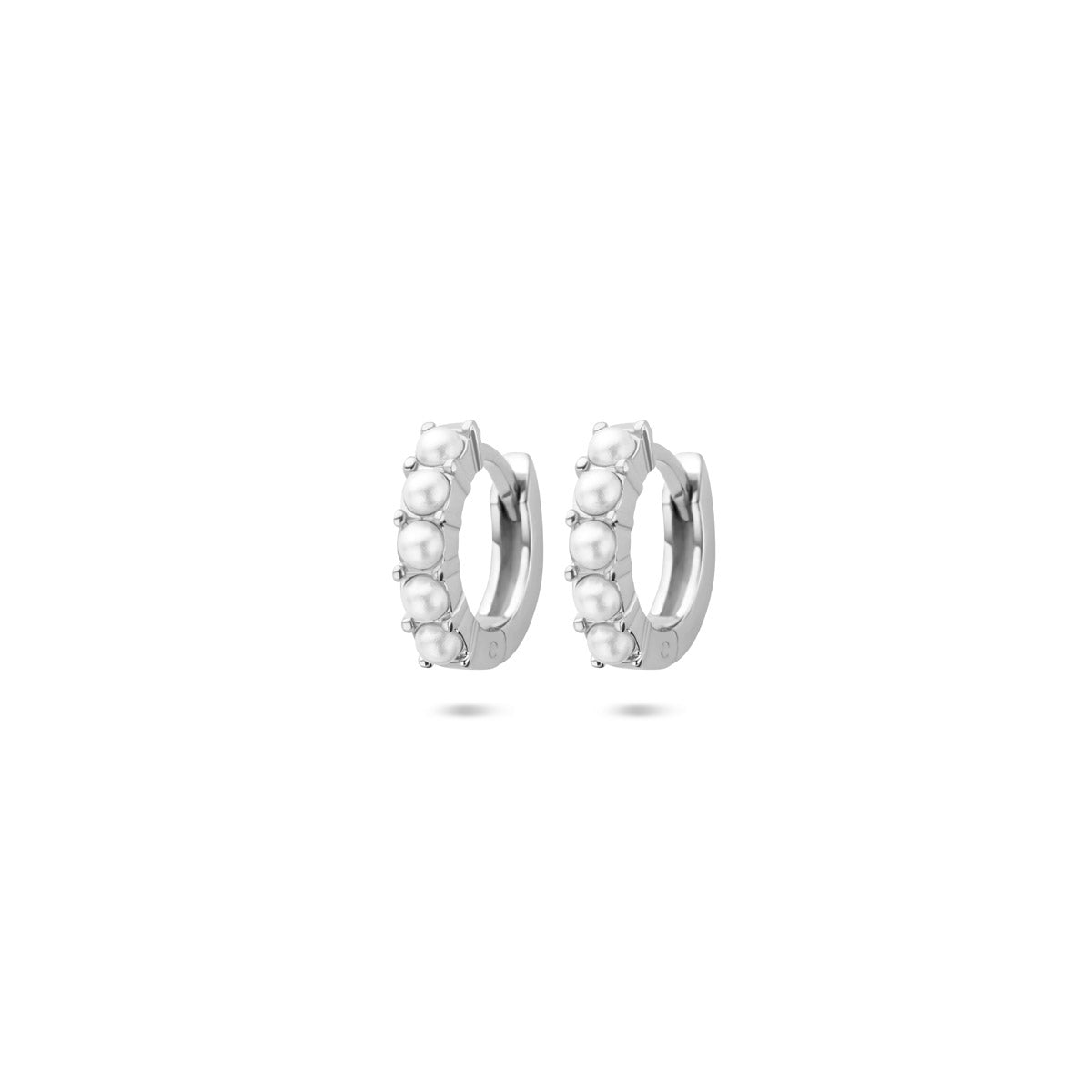 Klappcreolen Perle 10,5 mm Silber rhodiniert