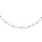 Halskette Perlen und Kugeln 6,5 mm 41 + 5 cm Silber rhodiniert
