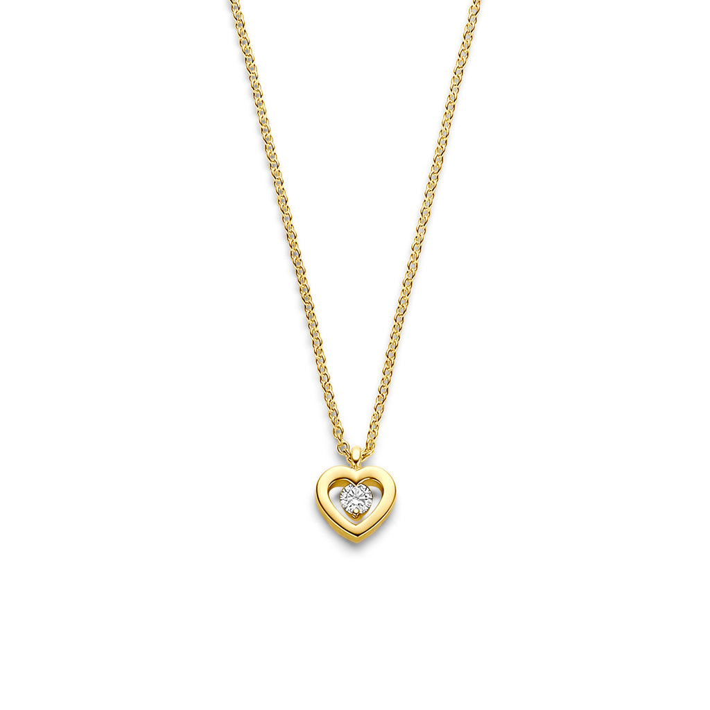 collier hartje diamant 0.05ct h si 41 - 42,5 - 43,5 cm 14K geelgoud