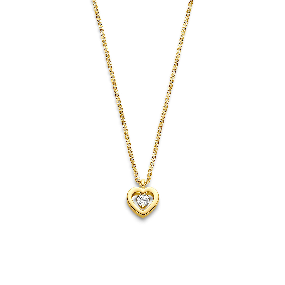 collier hartje diamant 0.05ct h si 41 - 42,5 - 43,5 cm 14K geelgoud