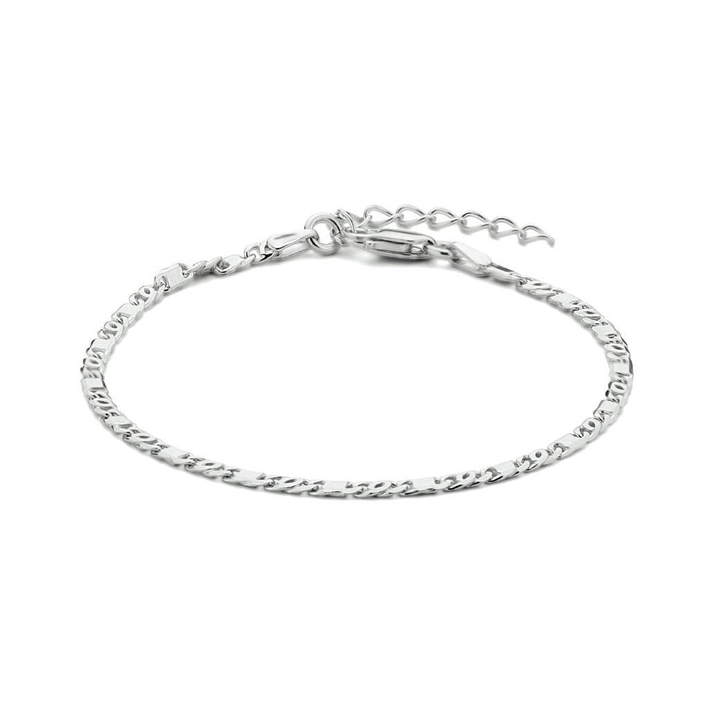 Armband Falkenauge mit Abstandshalter 2,4 mm 16 + 3 cm Silber rhodiniert