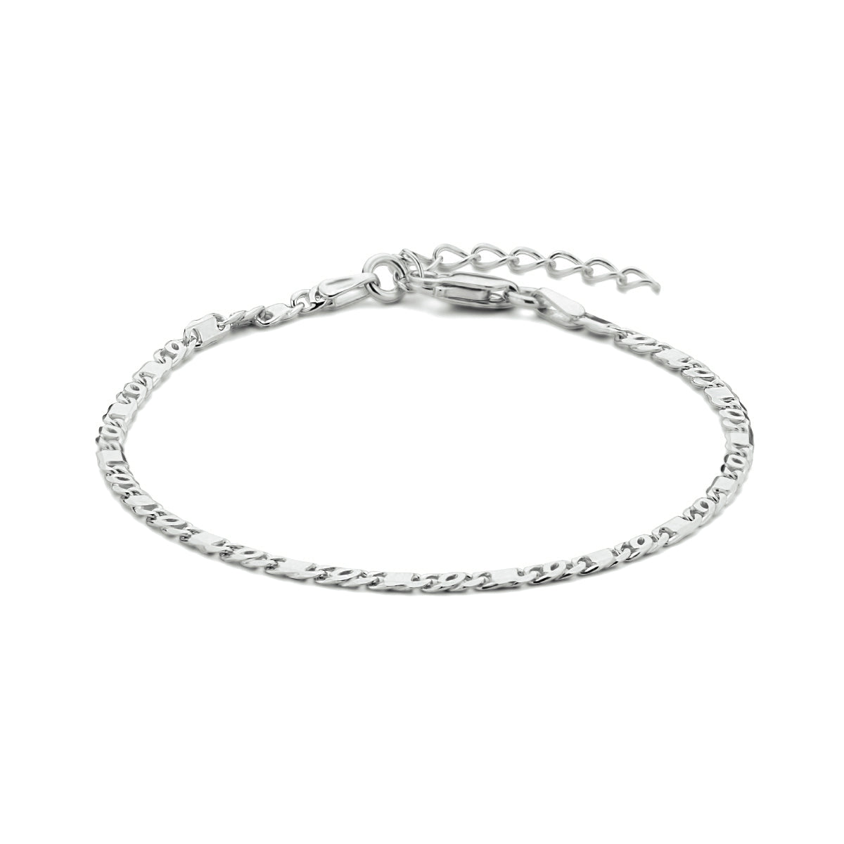 Armband Falkenauge mit Abstandshalter 2,4 mm 16 + 3 cm Silber rhodiniert