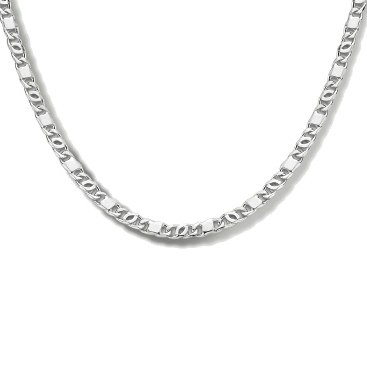 Falkenauge-Halskette mit Zwischenstück 2,4 mm 40 + 4 cm Silber rhodiniert