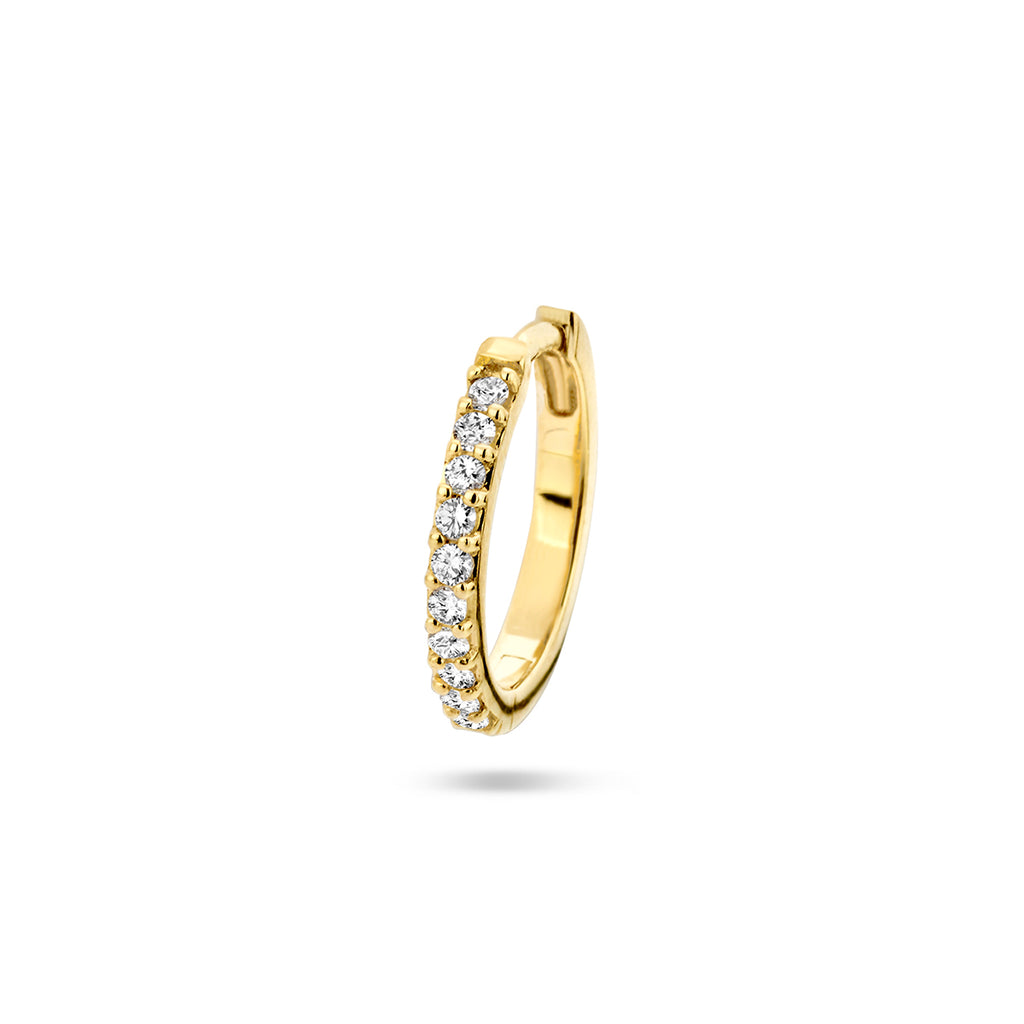 klapoorring diamant 0.11ct h p1 per stuk 14K geelgoud