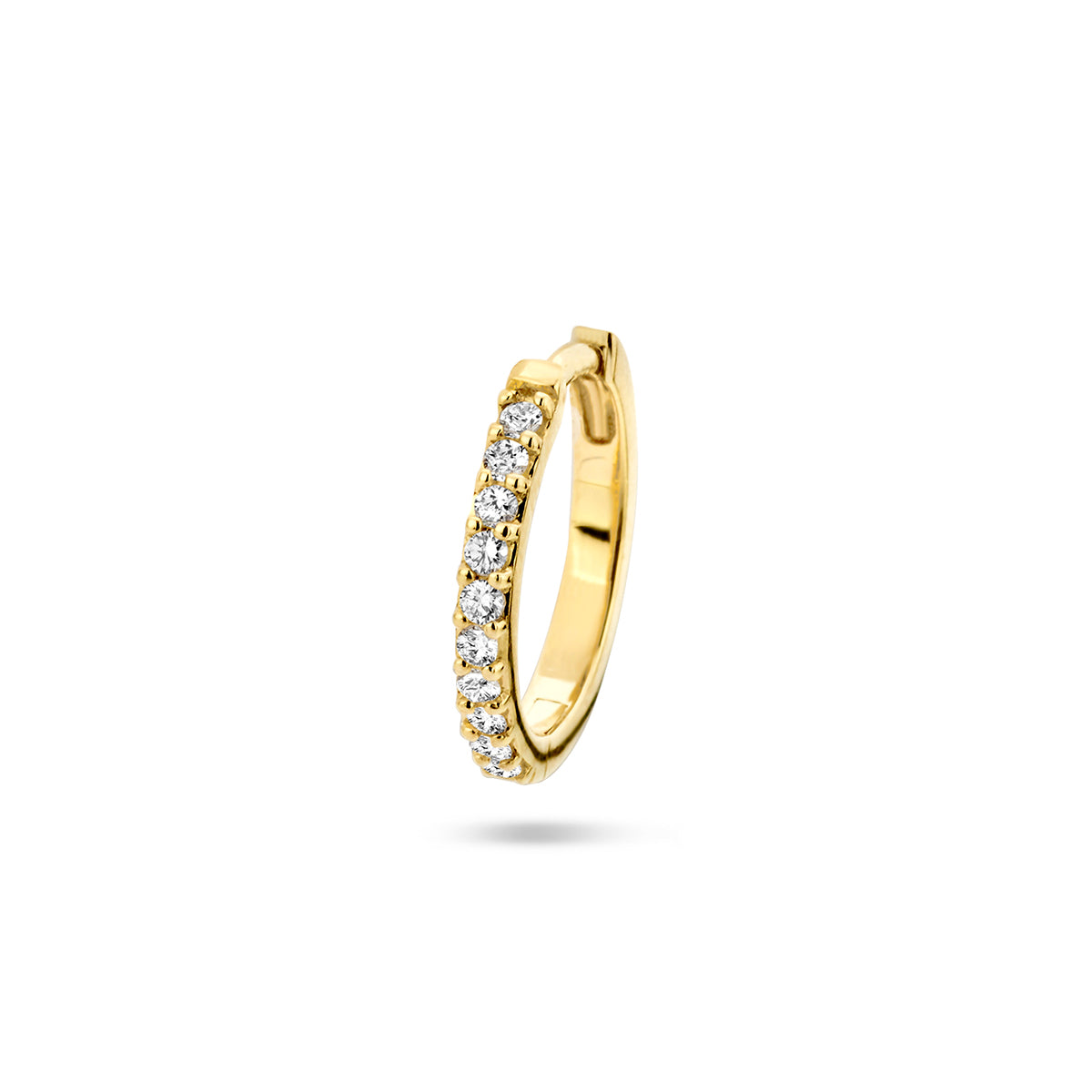 klapoorring diamant 0.11ct h p1 per stuk 14K geelgoud