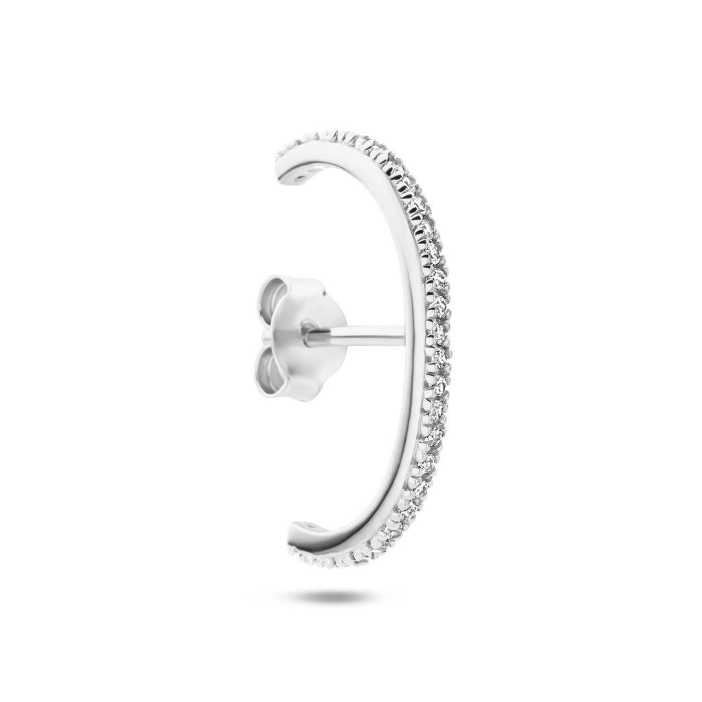 suspender oorbel zirkonia 21 mm zilver gerhodineerd