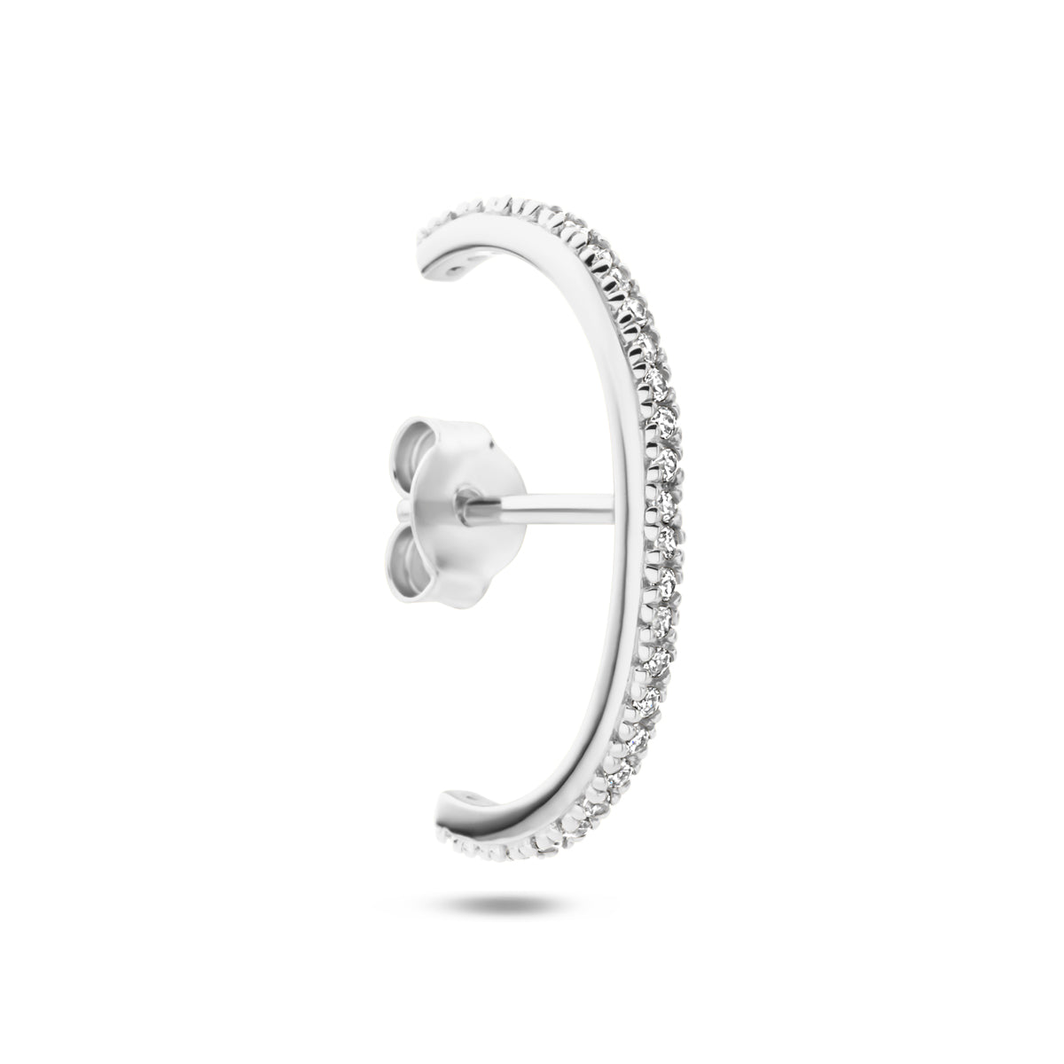 suspender oorbel zirkonia 21 mm zilver gerhodineerd