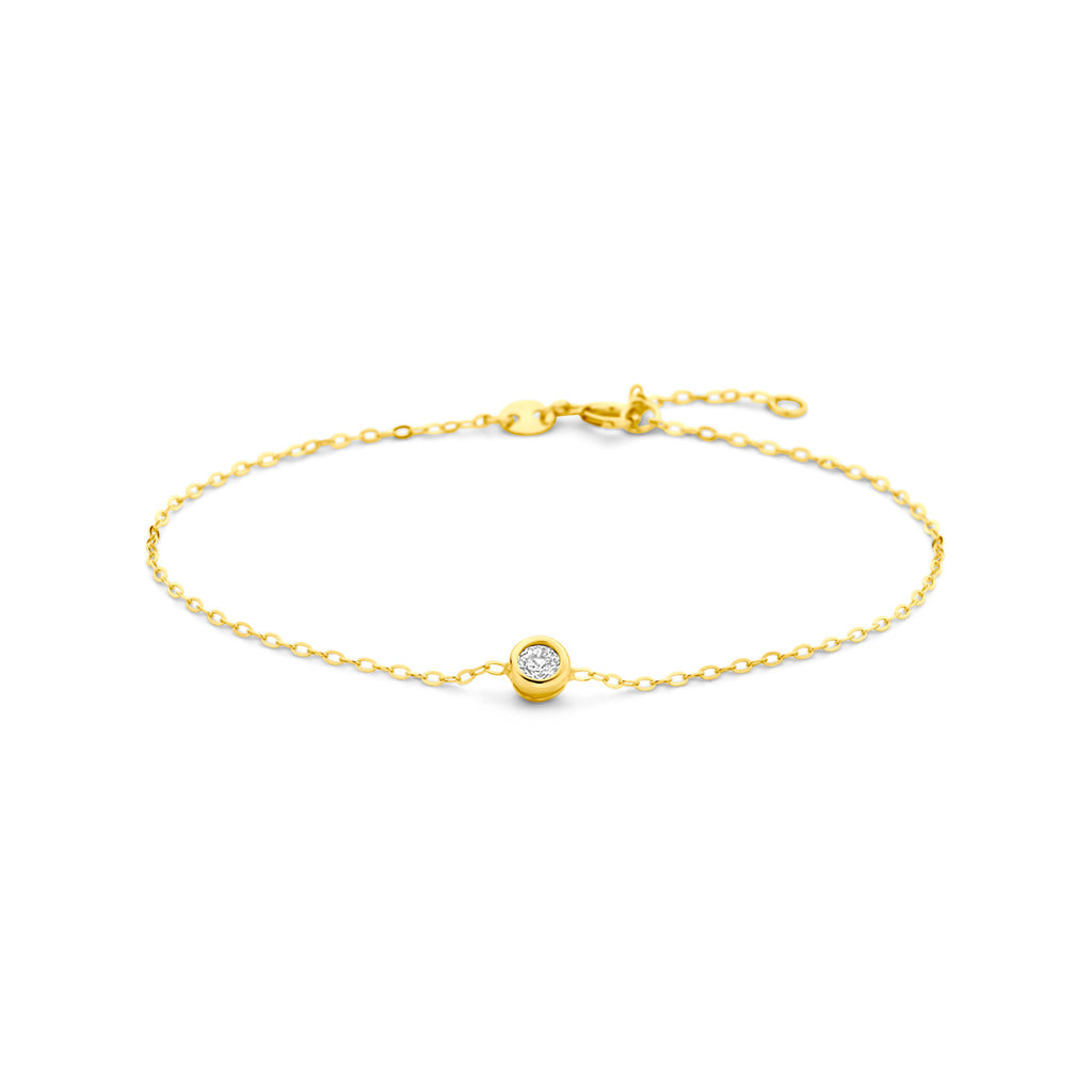 Armband Zirkonia 16,5 - 18,5 cm 14K Gelbgold
